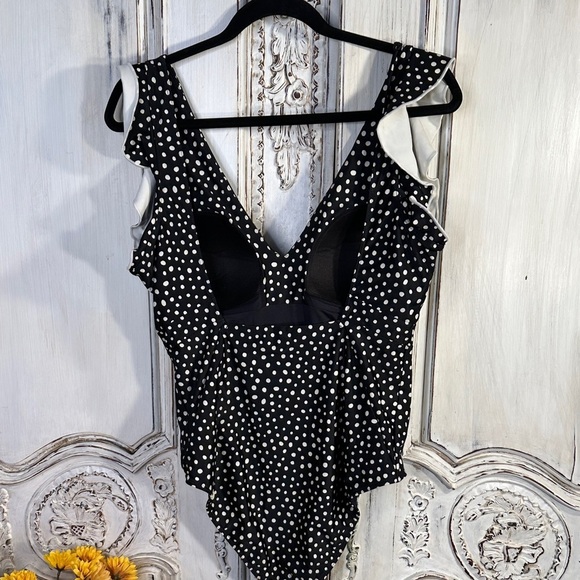 Summersalt Black and White Polka Dot One Piece Swimsuit with Ruffle Accent - Picture 6 of 9